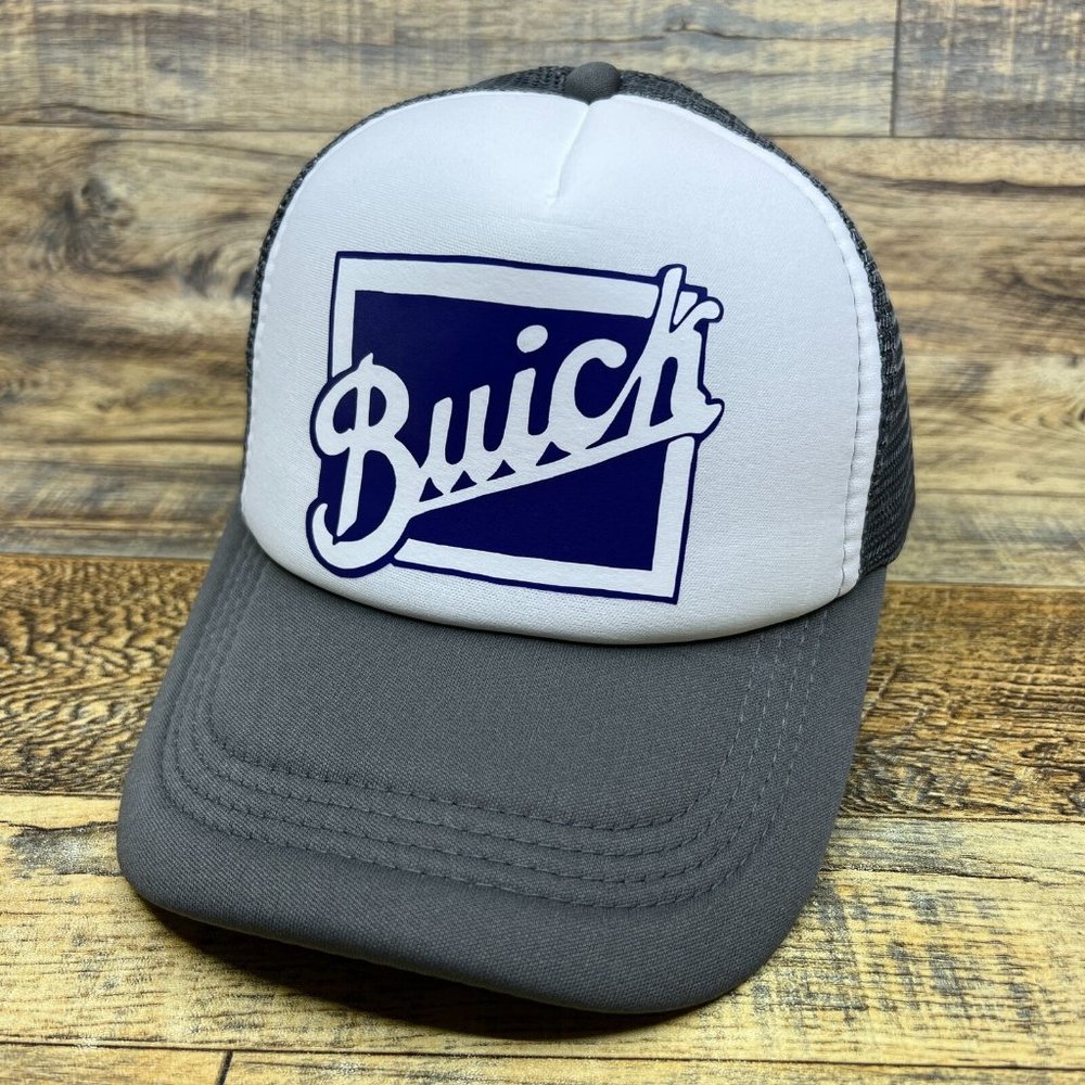 Buick Mens Trucker Hat Gray Snapback Retro Automobile Logo Throwback Ball Cap